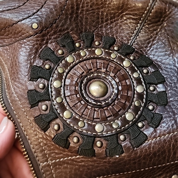 Brown Coach Shoulder Bag with Studded Detailing - Picture 8 of 10